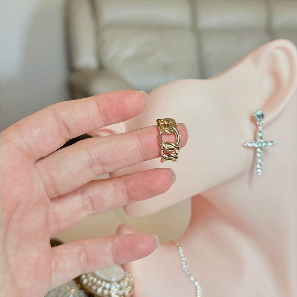 ⚜️ Trendy S925 Gold Chain Link Ring - Picture 4 of 11